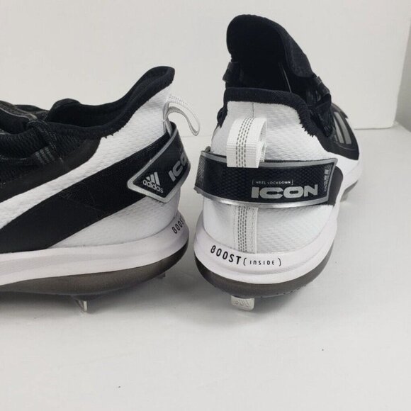 Men's FY4178 Adidas Icon 7 Boost Metal Baseball Cleats Size 12.5 Black & White - Picture 8 of 10